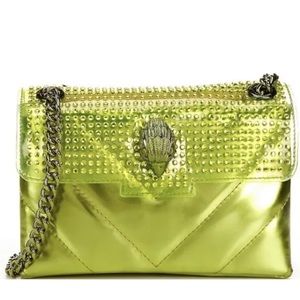 Kurt Geiger London Mini Kensington Quilted Leather/Crystal Crossbody Green Bag